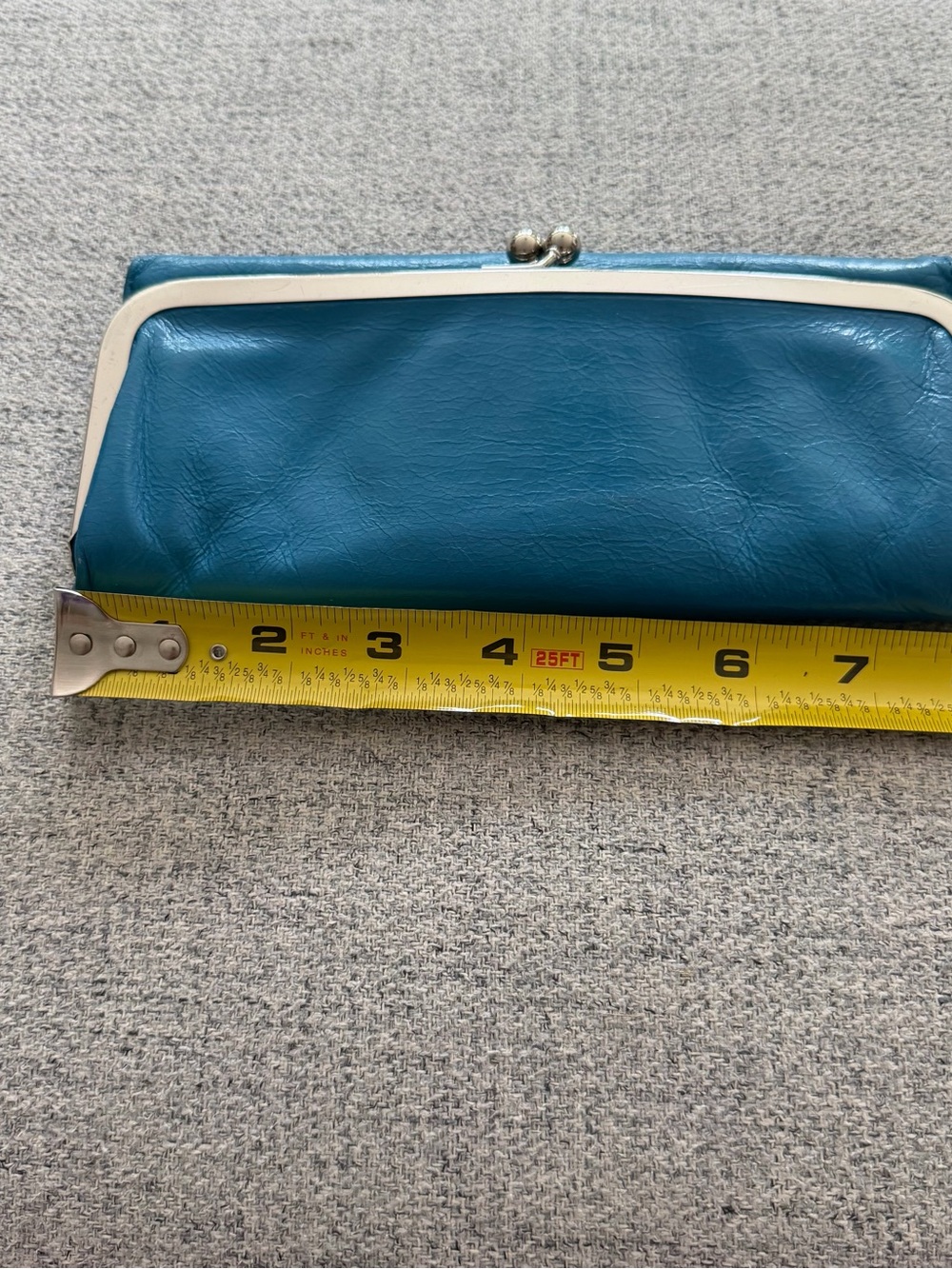 HOBO Teal Blue Leather Kiss-Lock Clutch - Picture 4 of 6